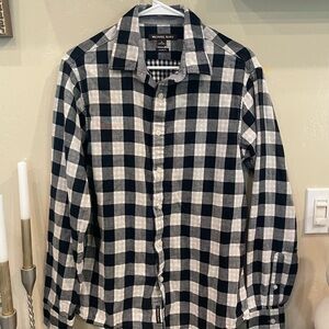 Michael Kors Women's Navy and White Checkered Shirt